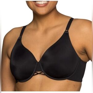 NWT Vanity Fair Radiant Back Smoothing Underwire Midnight Black Bra Size 44D